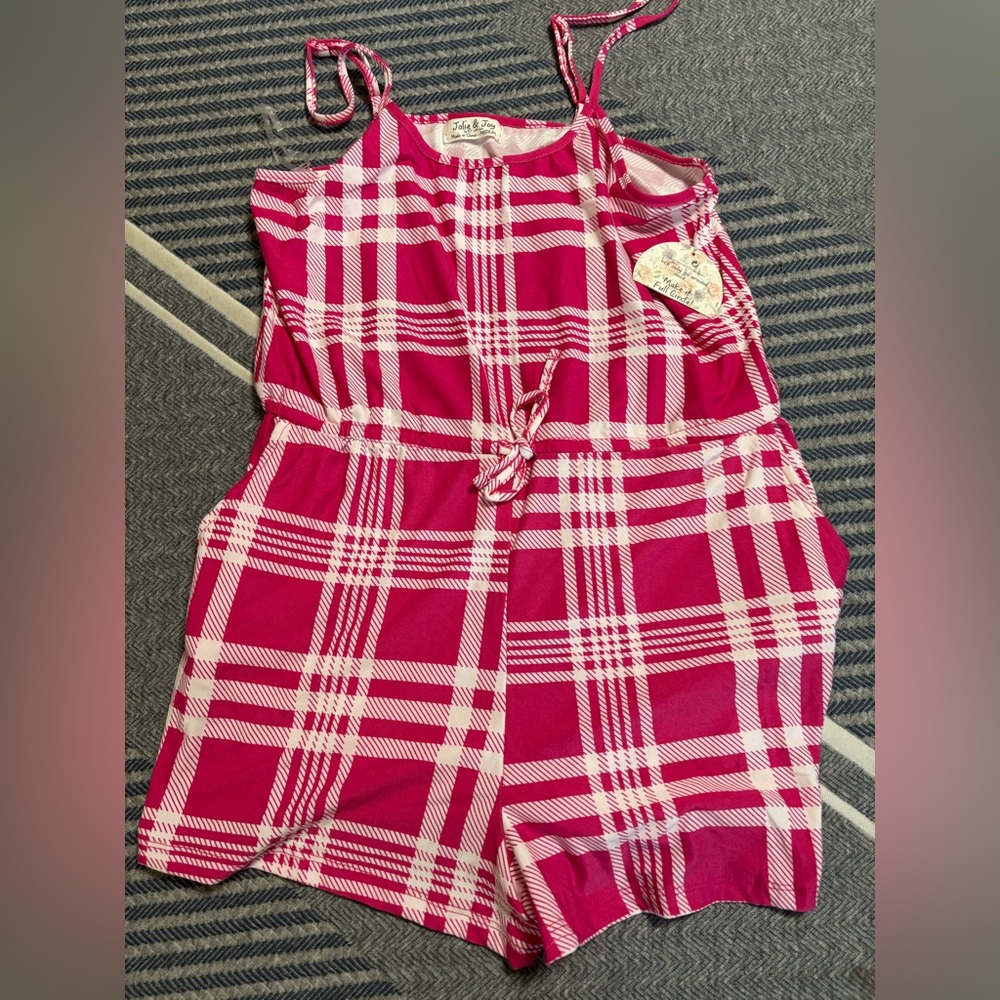 Jollie and Joy by FCT with Love Girls Pink Plaid Romper
